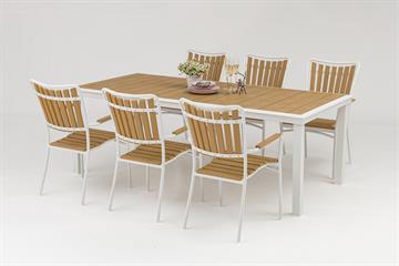 Havemøbelsæt. 216cm Bord + 6 stole i ny artwood - levering fra 1-6-24